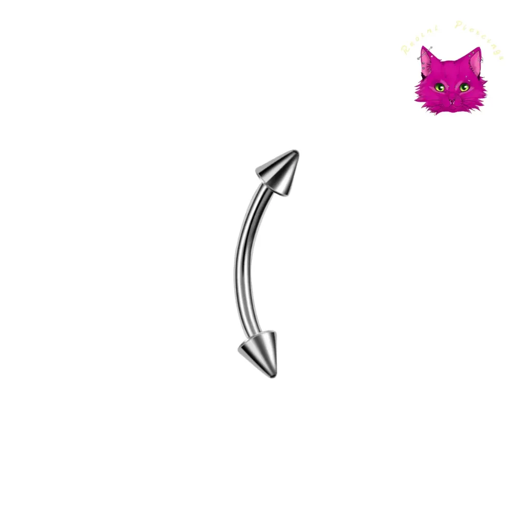 [PJ-CUB-SS-S-16-6-C-2-3] Spike Curved Barbell—Stainless Steel (Silver, 6 mm)
